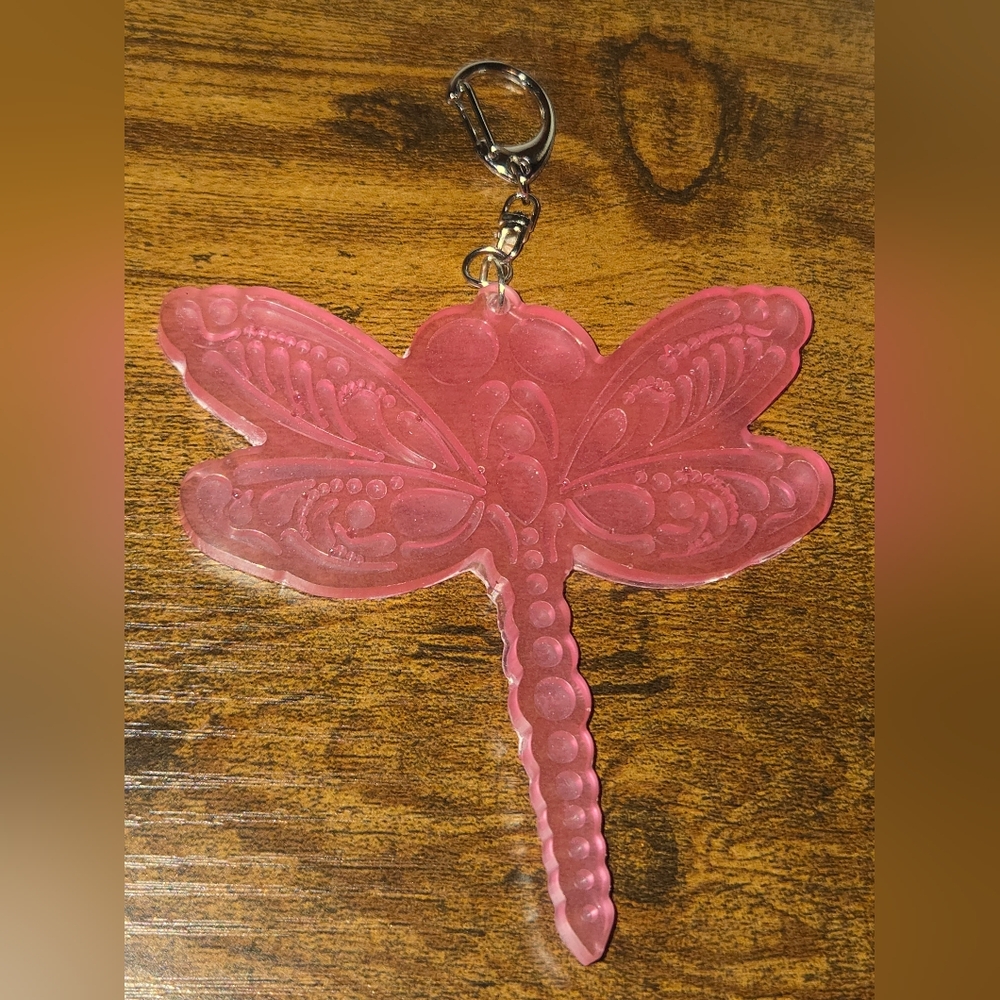 Pink Butterfly Resin Keychain
